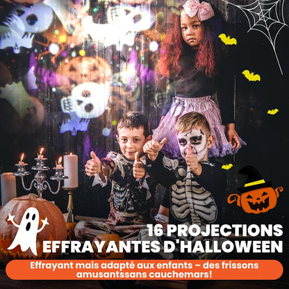 Projeteur Halloween Interieur LED, Avec 16 Fantômes Dynamiques Decoration Halloween Intérieur Animée Pour Fête Et Fenêtre Avec Prise UE