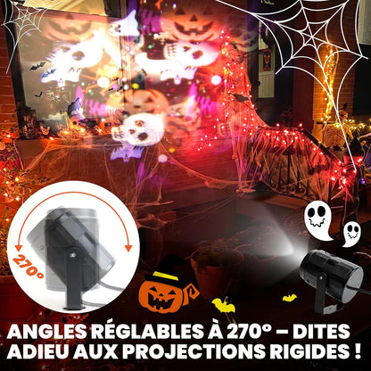 Projeteur Halloween Interieur LED, Avec 16 Fantômes Dynamiques Decoration Halloween Intérieur Animée Pour Fête Et Fenêtre Avec Prise UE